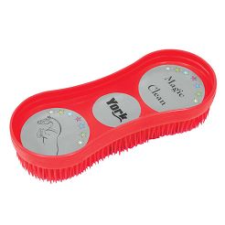 Szczotka plastikowa - zgrzebło Y Magic Clean do pielegnacji koni czerwona / 245005