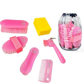 Zestaw szczotek do czyszczenia konia  SWEETY - kolor różowy
