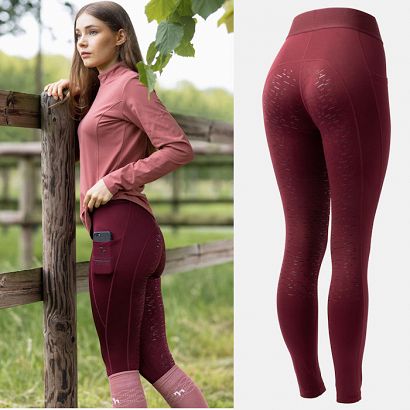 Ladies' riding tights HORZR Maia Fullgrip - Burgundy brown / 36801