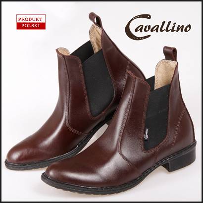 CAVALLINO Sztyblety skórzane damskie - krótkie wsuwane buty do jazdy konnej  (rozmiary od 32 do 42) / 0415701  