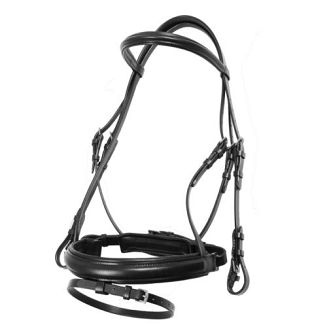 DAW-MAG Ogłowie podszywane z nachrapnikiem zaciskowym - szwedzkim / 140231 czarne z czarnym podszyciem