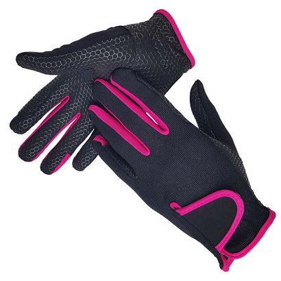 Children's riding gloves BIANKA black and pink
