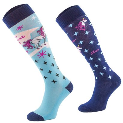 Horse Knee High Socks - Blue Unicorn/ SJBW