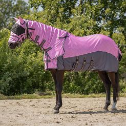 Derka siatkowa z kapturem i maską QHP  Cheery Pink / 6402