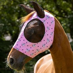 Maska - Siatka na głowe konia QHP Super Bug, Unicorn Pink / 5344