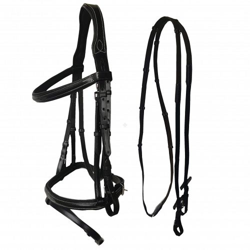 Anatomical bridle, padded, with flash noseband, black