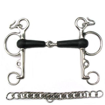 Rubber jointed pelham STALLION-L  long cheeks / 15341 