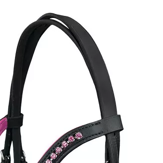 Leather bridle for pony  Abigail Y Black and Pink - 4