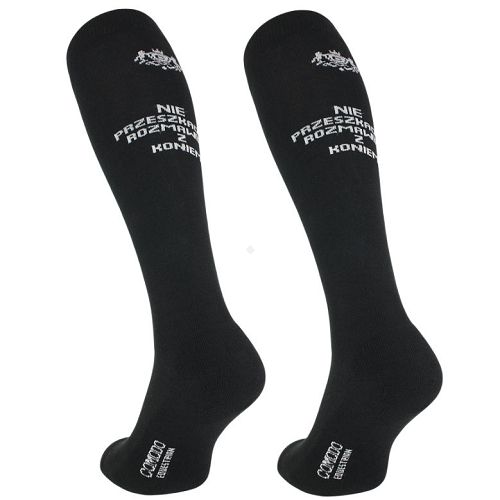 Equestrian Knee-High Socks – Bonmot “Nie przeszkadzaj, rozmawiam z koniem”, black / SPDH01
