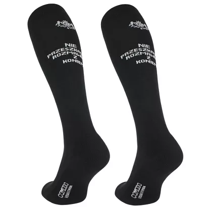 Equestrian Knee-High Socks – Bonmot “Nie przeszkadzaj, rozmawiam z koniem”, black / SPDH01