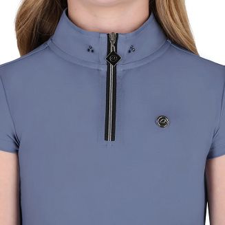 Koszulka jeździecka dziecięca QHP Aubree Junior z krótkim rękawem, Misty Blue / 8929 - 2