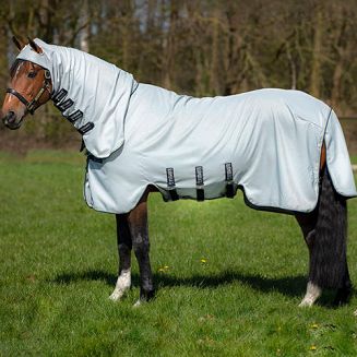 Derka siatkowa - przeciw owadom HORSEWARE RAMBO HOODY - grey / beige