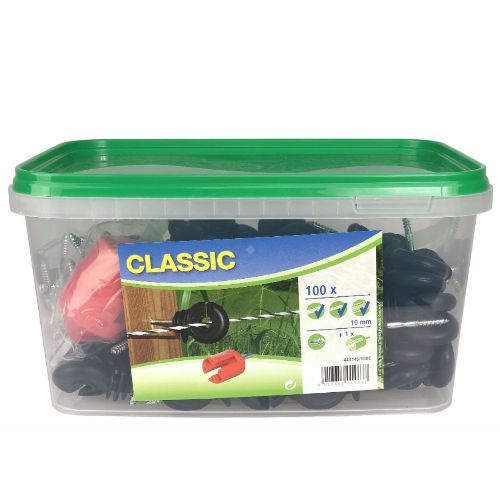 Izolatory KERBL do drutu i plecionki, do ogrodzenia elektrycznego 100 szt. / 11-3018

