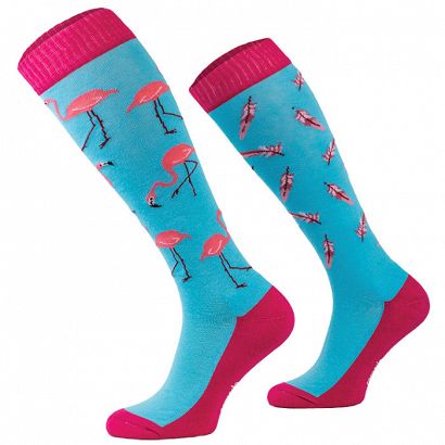 Horse Knee High Socks  Blue Flamingo - 03  / SJBW