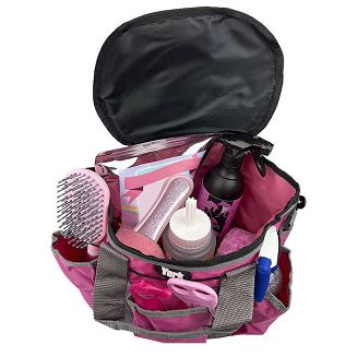 Torba na sprzęt jeździecki Y Mała, zamykana, Różowa z popielatą taśmą /  2801 - 2