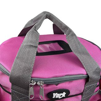 Torba na sprzęt jeździecki Y Mała, zamykana, Różowa z popielatą taśmą /  2801 - 3