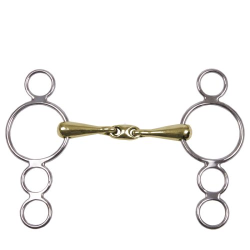 STALLION Continental gag with link (3 rings) argentan and  stainless steel (rings) 15217 