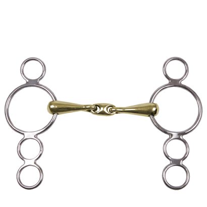 STALLION Continental gag with link (3 rings) argentan and  stainless steel (rings) 15217 