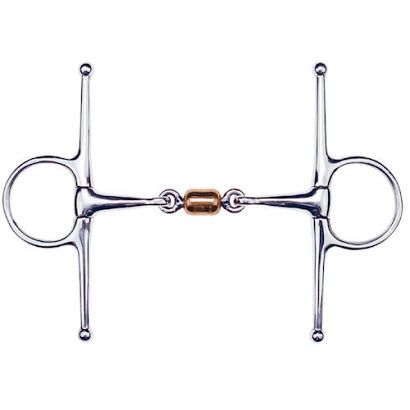 Wędzidło oliwkowe, z wąsami FEELING  pełne, z miedzianym łącznikiem, stal nierdzewna  / 605784