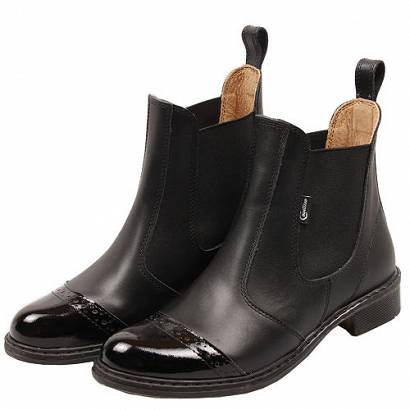 CAVALLINO Sztyblety skórzane z lakierowanym noskiem - krótkie wsuwane buty do jazdy konnej / 0415701