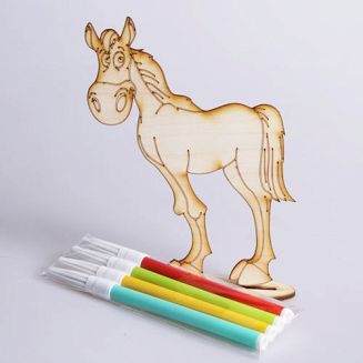 Kreatywny zestaw do malowania - konik rysunkowy, drewniany