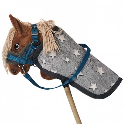 Derka dwustronna dla HOBBY HORSE ortalionowo-polarowa, popielata w gwiazdki