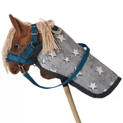 Derka dwustronna dla HOBBY HORSE ortalionowo-polarowa, popielata w gwiazdki