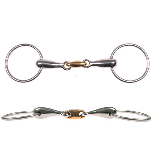 Wędzidło zwykłe STALLION puste, z anatomicznym łącznikiem miedzianym, stal nierdzewna / 15161
