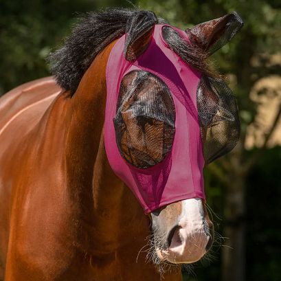 Maska - Siatka na głowe konia QHP Super Bug, Pink / 5344