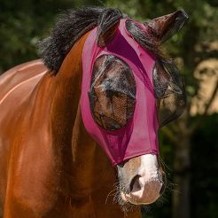 Maska - Siatka na głowe konia QHP Super Bug, Pink / 5344