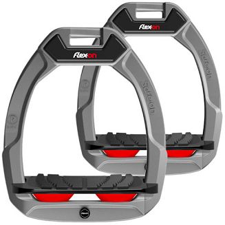 FLEX-ON Strzemiona SAFE-ON - inclined grip- silver grey , czarna wkładka bez kolców, czerwony elastomer