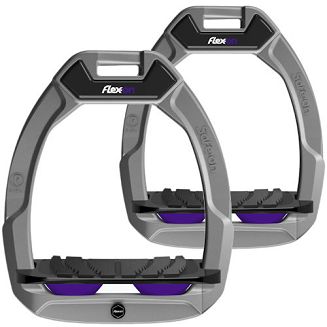 FLEX-ON Strzemiona SAFE-ON - inclined grip- silver grey , czarna wkładka bez kolców, fioletowy elastomer