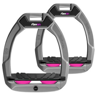 FLEX-ON Strzemiona SAFE-ON - inclined grip- silver grey , czarna wkładka bez kolców, różowy elastomer