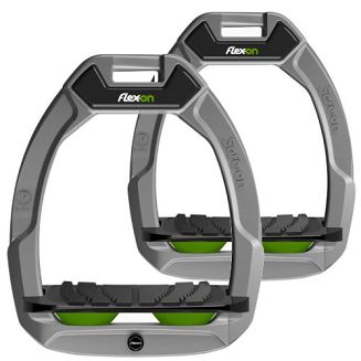 FLEX-ON Strzemiona SAFE-ON - inclined grip- silver grey , czarna wkładka bez kolców, zielony elastomer