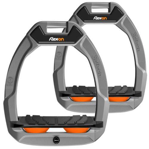 FLEX-ON Strzemiona SAFE-ON - inclined grip- silver grey , czarna wkładka bez kolców, pomarańczowy elastomer 