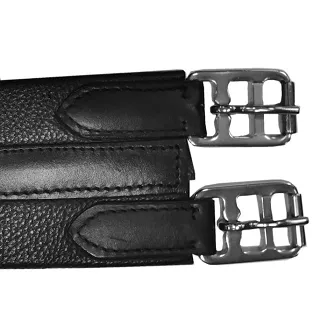Anatomical Leather Girth NC with Elastic on One Side – Black - 3