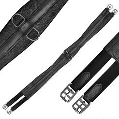 Anatomical Leather Girth NC with Elastic on One Side – Black
