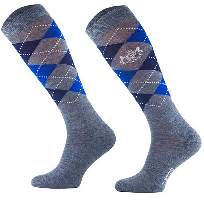 Equestrian Knee-High Socks Merino  grey-navy-saphire / SJPW 06