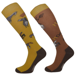 Podkolanówki jeździeckie SJBW 50 Mustang, brązowe