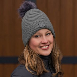 Czapka zimowa QHP Jayda, z pomponem / 8671 - kolor zielony -olive