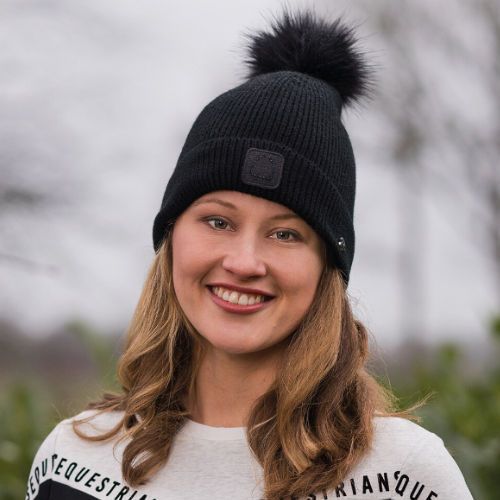 Czapka zimowa QHP Jayda, z pomponem / 8671 - kolor czarny - black