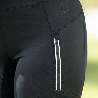 Bryczesy-leginsy młodzieżowe HKM Harbour Island — czarne z holograficznym detalem / 14538 - 4