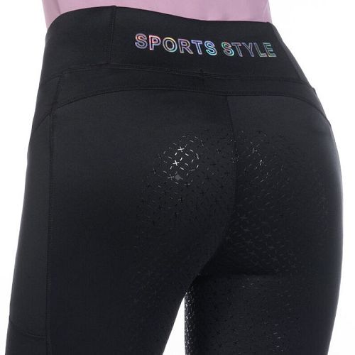 Bryczesy-leginsy młodzieżowe HKM Harbour Island — czarne z holograficznym detalem / 14538