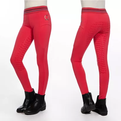 Bryczesy - legginsy dziecięce HKM Aymee z pełnym silikonowym lejem- Pink / 14751