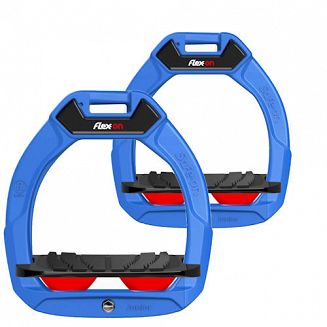 FLEX-ON Strzemiona SAFE-ON JUNIOR - inclined GRIP - niebieska ramka, czarna wkładka, czerwony elastomer