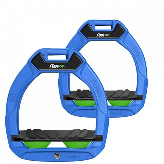 FLEX-ON Strzemiona SAFE-ON JUNIOR - inclined GRIP - niebieska ramka, czarna wkładka, zielony elastomer