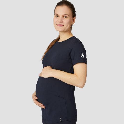 Koszulka jeździecka, dla kobiet w ciąży HORZE Lily, Wiosna - Lato 2022 - kolor granatowy - dark navy (VDB)
