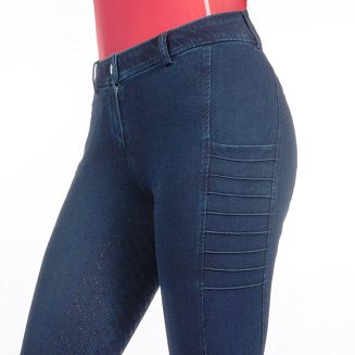 Bryczesy jeździeckie, damskie HKM Aruba Denim z pełnym silikonowym lejem / 14585 - 2
