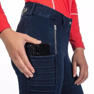 Bryczesy jeździeckie, damskie HKM Aruba Denim z pełnym silikonowym lejem / 14585 - 3