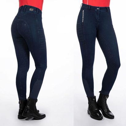 Riding breeches HKM -Aruba Denim- silicone full seat / 14585
